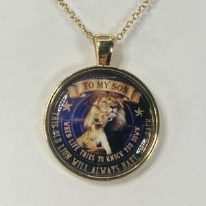 To My Son Necklace From Father Pendant Lion Compass Gifts For Boys Love Dad Gold